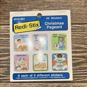 Vintage 1992 Redi-Stix Christmas Pageant Sticker Set Made in USA 54 Stickers